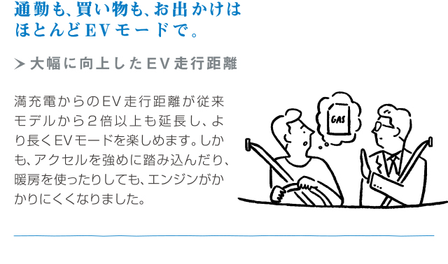 通勤も、買い物も、お出かけはほとんどEVモードで。