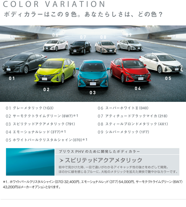 COLOR VARIATION | ボディカラーはこの9色。あなたらしさは、どの色？